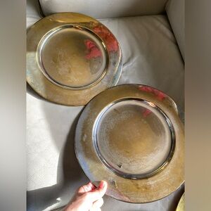 Set of 2 Brass Charger Plates-Vintage 11 3/4” India